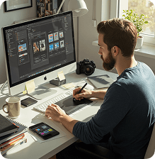 Designer creating a storefront